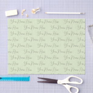 Elegant  – Soft Lime Custom Name  Tissue Paper