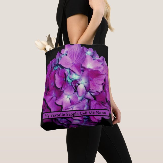 Elegant soft Magenta teal floral hydrangeas Tote Bag (Close Up)