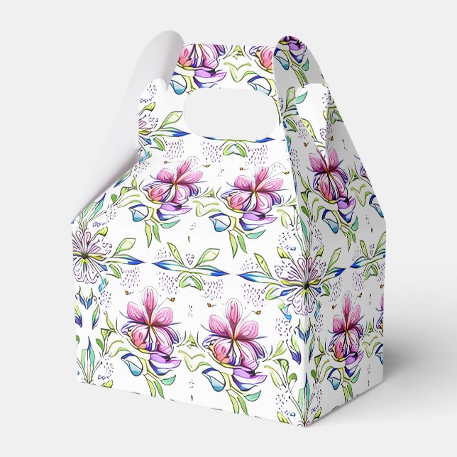 Elegant Soft Orchid Floral Pattern - Stylish  Favour Box (Front Side)