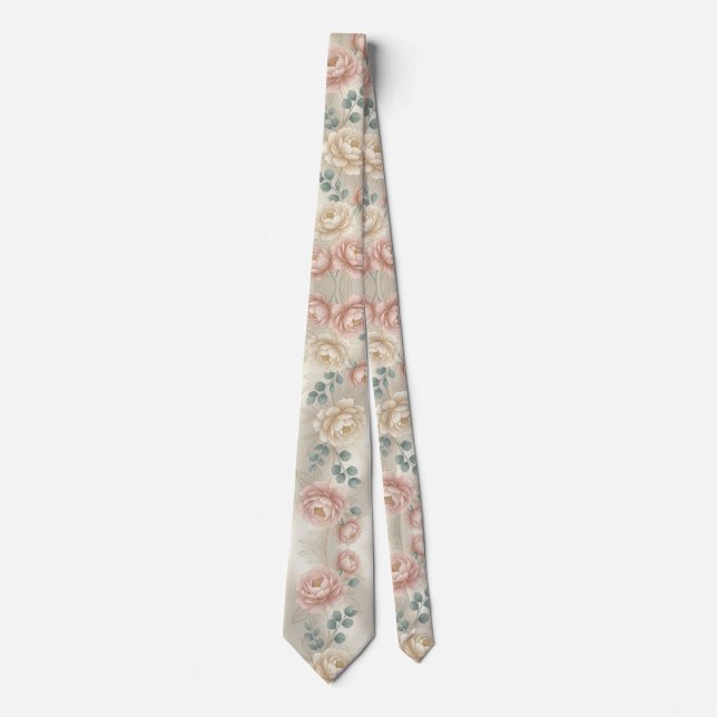Elegant Soft Pastel Rose  Tie (Front)