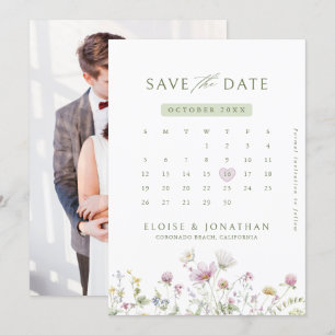 Elegant Soft Pastel Wildflower Botanical Photo Save The Date