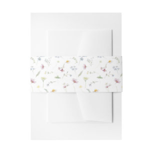 Elegant Soft Pastel Wildflower Botanical Wedding  Invitation Belly Band