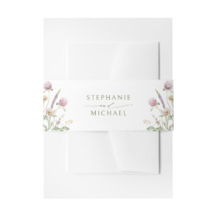 Elegant Soft Pastel Wildflower Botanical Wedding Invitation Belly Band