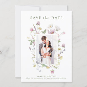 Elegant Soft Pastel Wildflower Botanical Wedding Save The Date