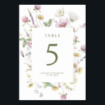 Elegant Soft Pastel Wildflower Botanical Wedding Table Number<br><div class="desc">Elegant  wedding table number featuring a beautiful watercolor wildflower frame in soft pastels. Perfect for a romantic,  nature-inspired celebration or garden-themed wedding. For customisation or additional products featuring this design,  please feel free to contact me.</div>