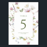 Elegant Soft Pastel Wildflower Botanical Wedding Table Number<br><div class="desc">Elegant  wedding table number featuring a beautiful watercolor wildflower frame in soft pastels. Perfect for a romantic,  nature-inspired celebration or garden-themed wedding. For customisation or additional products featuring this design,  please feel free to contact me.</div>