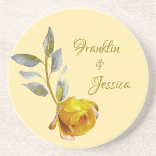 Elegant soft peace rose green & gold oval Wedding Coaster