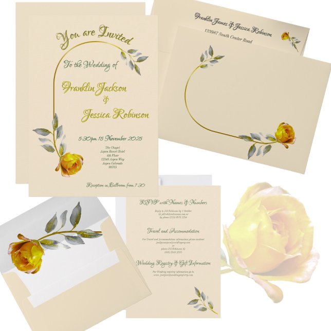 Elegant soft peace rose green & gold oval Wedding Invitation (Creator Uploaded)
