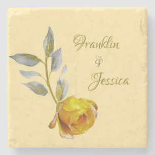 Elegant soft peace rose green & gold oval Wedding Stone Coaster
