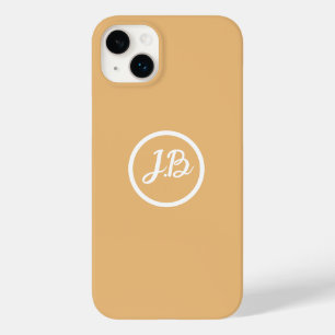 Elegant Soft Peach Monogramed Personalized Case-Mate iPhone 14 Plus Case