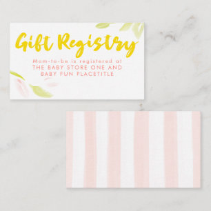 Elegant Soft Pink and Yellow Gift Registry Shower Enclosure Card