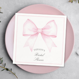 Elegant Soft Pink Blush Bow Bridal Shower Napkin