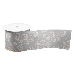 Elegant Soft Pink Botanical Floral Pattern Satin Ribbon