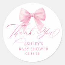 Elegant Soft Pink Bow Whimsical Cute Thank You