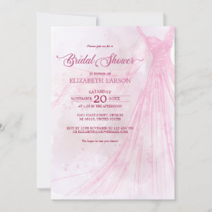 Elegant Soft Pink Bridal Dress Bridal Shower Invitation