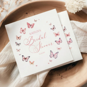 Elegant Soft Pink Butterfly Bridal Shower Napkin