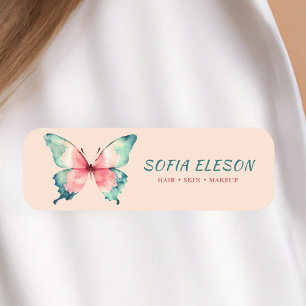 Elegant Soft Pink Butterfly Professional Salon Name Tag
