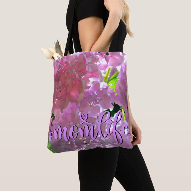 Elegant soft pink floral beautiful pink hydrangeas tote bag (Close Up)