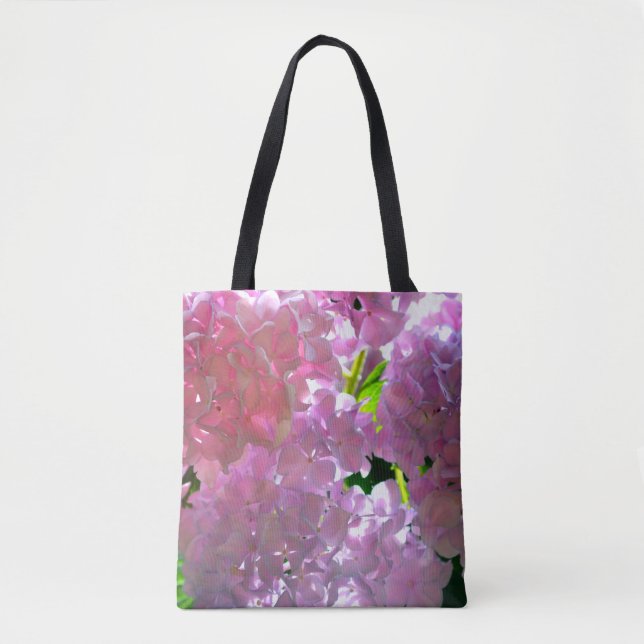 Elegant soft pink floral beautiful pink hydrangeas tote bag (Front)