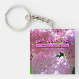 Elegant soft pink florals pink hydrangeas roses key ring