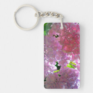 Elegant soft pink florals pink hydrangeas roses key ring