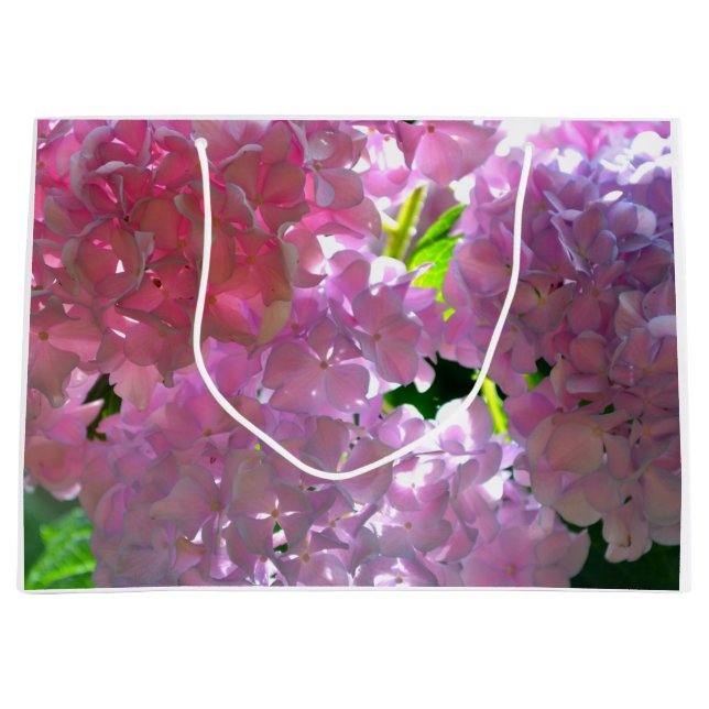 Elegant soft pink florals pink hydrangeas roses large gift bag (Front)
