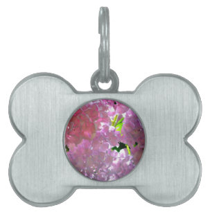 Elegant soft pink florals pink hydrangeas roses pet ID tag