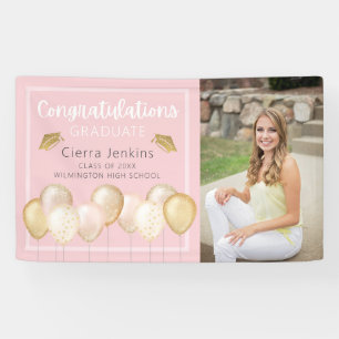 Elegant Soft Pink Gold Photo Graduation Banner
