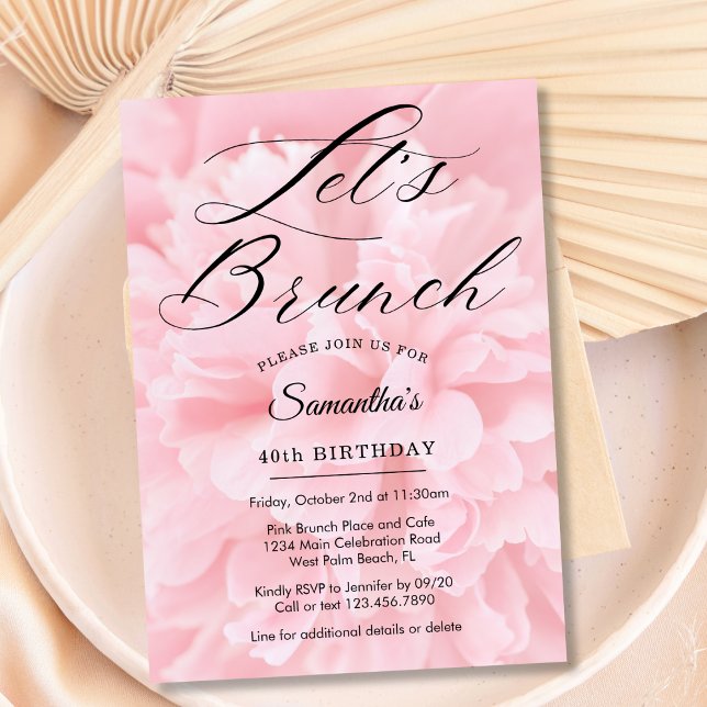 Elegant Soft Pink Let's Brunch Any Event Party Invitation (Creator Uploaded)