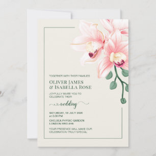 Elegant Soft Pink Orchid Wedding Invitation