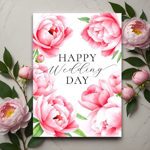 Elegant Soft Pink Peony Wedding Congratulations Card