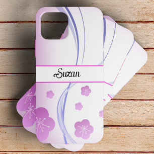 Elegant soft pink sakura flowers customised iPhone 13 case