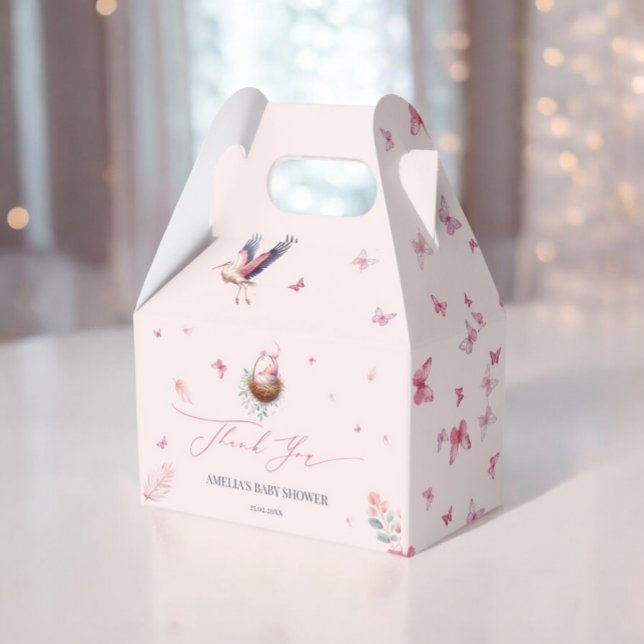 Elegant Soft Pink Stork Thank you  Favour Box (Creator Uploaded)