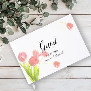 Elegant Soft Pink Tulips Guest Book