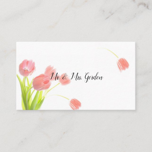 Elegant Soft Pink Tulips Place Card (Front)