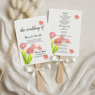 Elegant Soft Pink Tulips Program Hand Fan