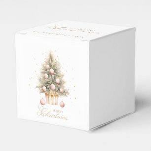 Elegant Soft Pink Watercolor Merry Christmas Tree Favour Box