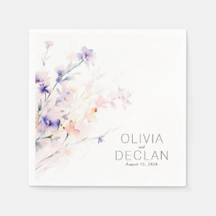 Elegant Soft Purple and Blush Flowers Napkin