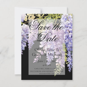 Elegant soft purple blue watercolor wisteria save the date