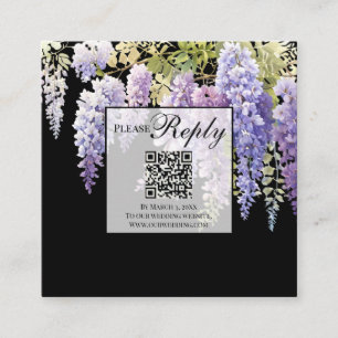 Elegant soft purple watercolor wisteria QR code Enclosure Card