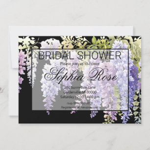 Elegant soft purple watercolor wisteria wedding invitation