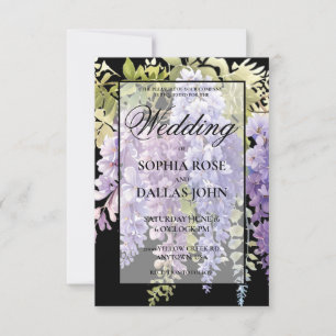 Elegant soft purple watercolor wisteria wedding invitation