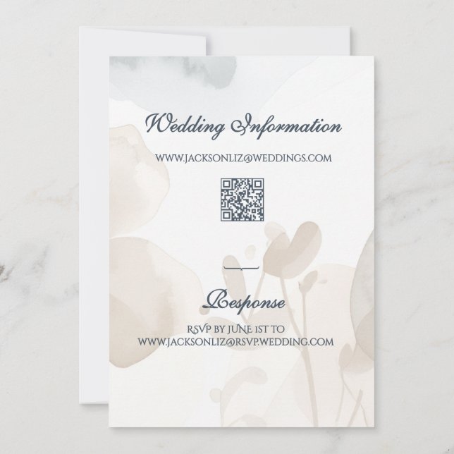 Elegant Soft Romantic Botanical Script Wedding  Invitation (Back)