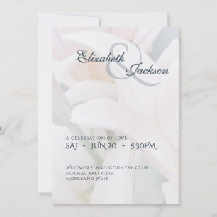 Elegant Soft Romantic Floral Lily Script Wedding Invitation
