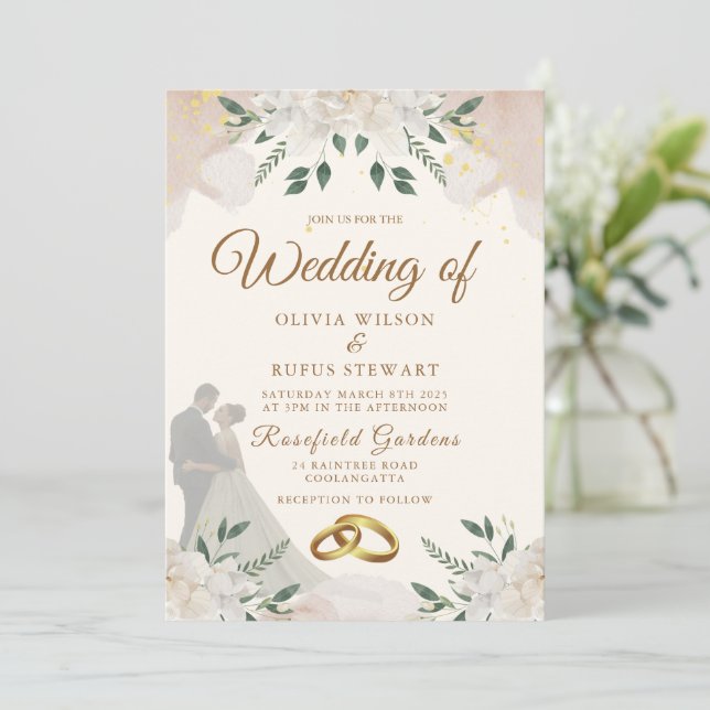 Elegant Soft Rose Minimalist Wedding Design Invitation (Standing Front)