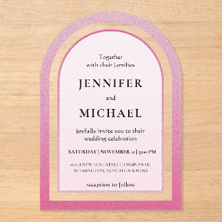 Elegant soft rose pink frame wedding acrylic invitations