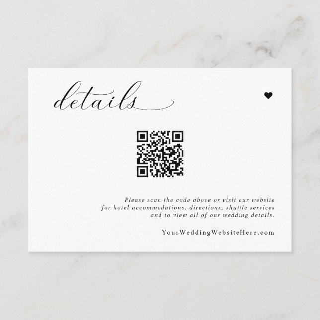 Elegant Soft Simple Modern Wedding Details Enclosure Card (Front)
