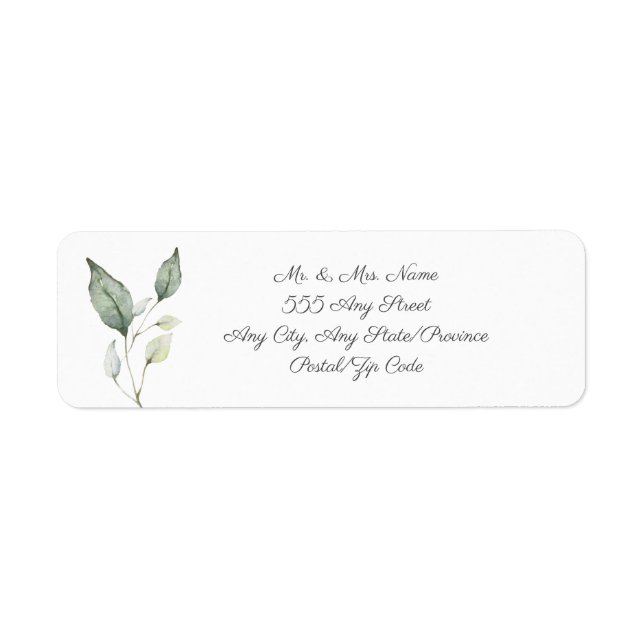 Elegant Soft Watercolor Green Leaves Wedding (Front)