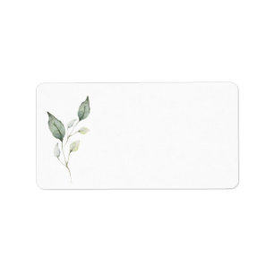 Elegant Soft Watercolor Green Leaves Wedding Label