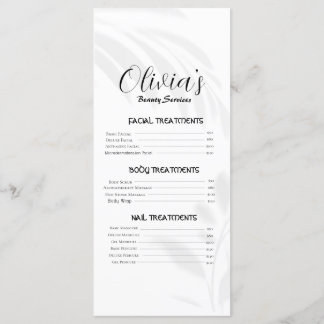 Elegant Soft White Beauty Services Price List Menu